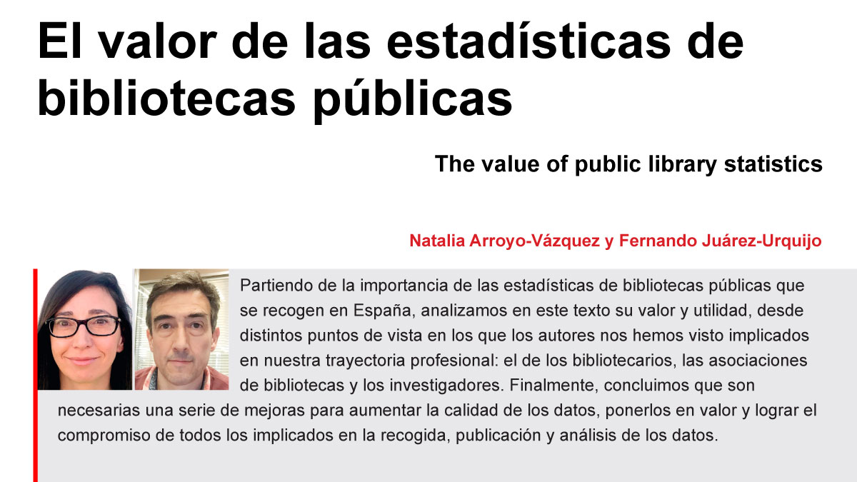 thinkepi's tweet photo. El valor de las estadísticas de bibliotecas públicas. Un #thinkEPI de @narroyo y @ferjur 

▶️ https://t.co/1IUQfV1ygR

 #EstadísticasBibliotecarias #EstadísticasDeBibliotecasPúblicas  #BibliotecasPúblicas #BibliotecasPúblicasEspañolas https://t.co/1zLgp7xK9Z