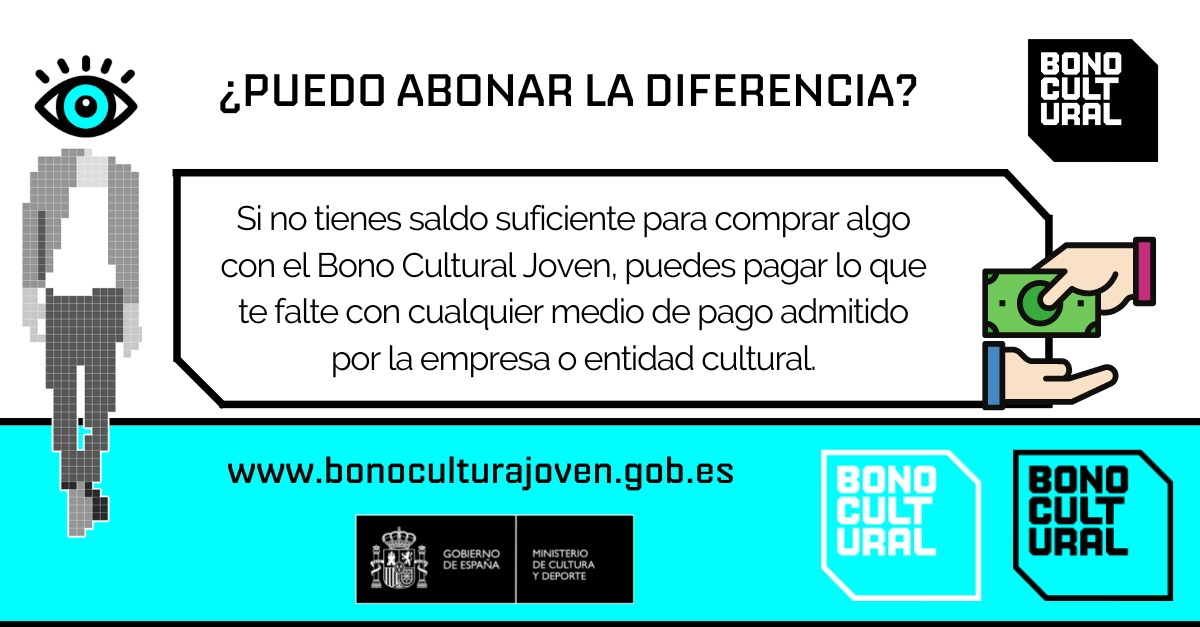 Bono Cultural Joven on X: ¿En tu tarjeta del #BonoCulturalJoven no tienes  suficiente saldo para comprar lo que quieres? 💸 🥺 Siempre que la empresa  o entidad cultural lo permita, ¡puedes abonar