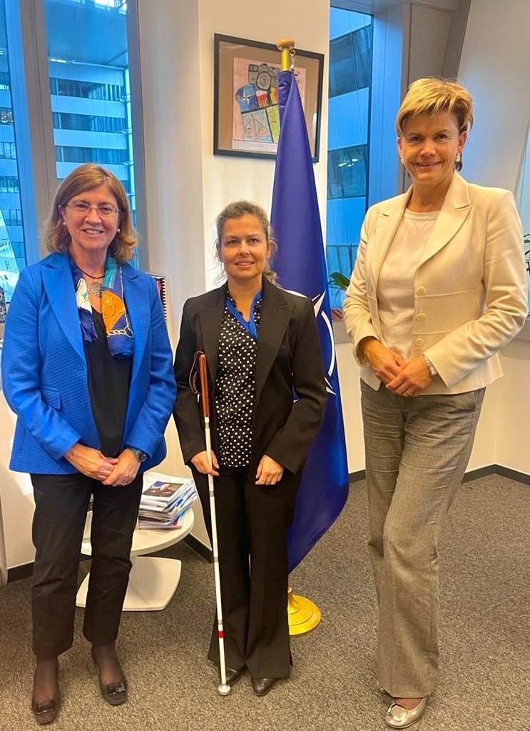 Braze_Baiba's tweet photo. Excited to meet and welcome Christina Skandali that was previously stationed at the @MFAGreece. She will be part of the Communication and Digital Outreach team, being the first visually impaired #NATO employee. https://t.co/caAEbD1EuA