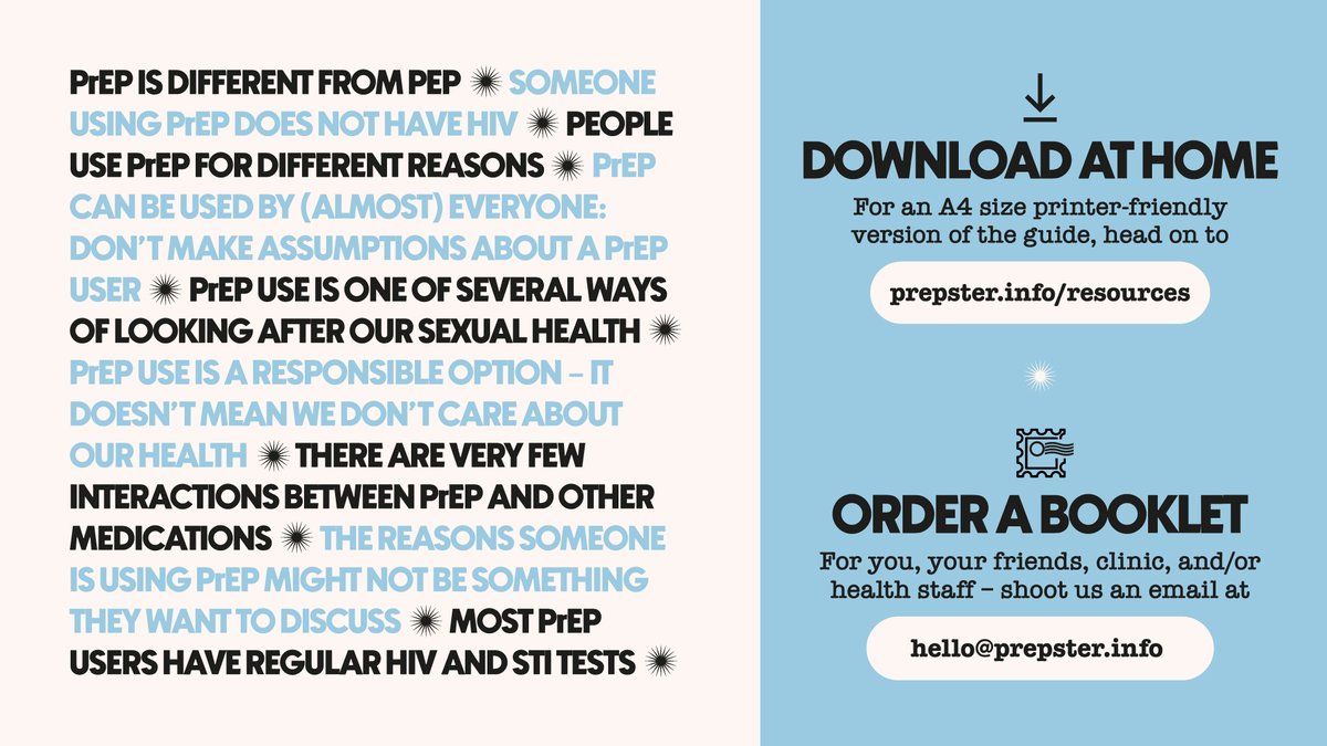 Are you a health care provider (HCP) and want to know more about HIV PrEP? Encountering folks who use PrEP and got questions you'd like to ask? Our simple guide was produced with PrEP users and HCPs. Download here - prepster.info/resources/ #solidarity