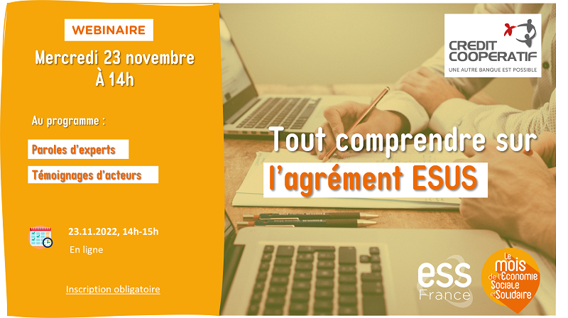 ESUS, kézako ? 🤔

Vous voulez en savoir plus sur l'agrément « Entreprise solidaire d'utilité sociale » ? <a href="/ESS_France/">ESS France</a> et le <a href="/credit_coop_/">Crédit Coopératif</a> organisent un webinaire le 23 novembre à 14h pour mieux comprendre cet agrément.

▶ Infos et inscriptions : lemois-ess.org/tout-comprendr…