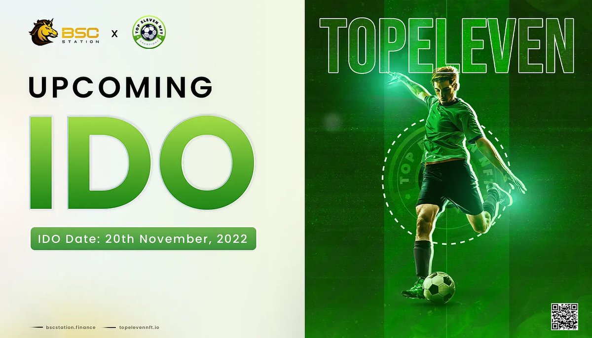 Top Eleven NFT IDO Whitelist is live on @bscstation 

Read more details about @topelevennft IDO whitelist:

whitelistidos.com/top-eleven-nft…

#IDO #whitelist #BNB   #bsc #nft #gamefi #IGO #Airdrop