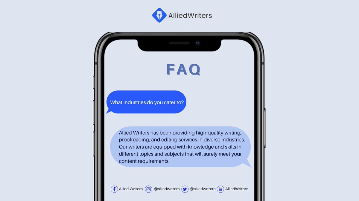 alliedwriters's tweet photo. Got questions about our services, process, and pricing? Our team of professional writers has answered the most commonly asked questions to give you a better insight of our services. 

Hire Allied Writers writing services today!

 #alliedwriters #writinghacks #writingtips https://t.co/dHZ20ipJm8