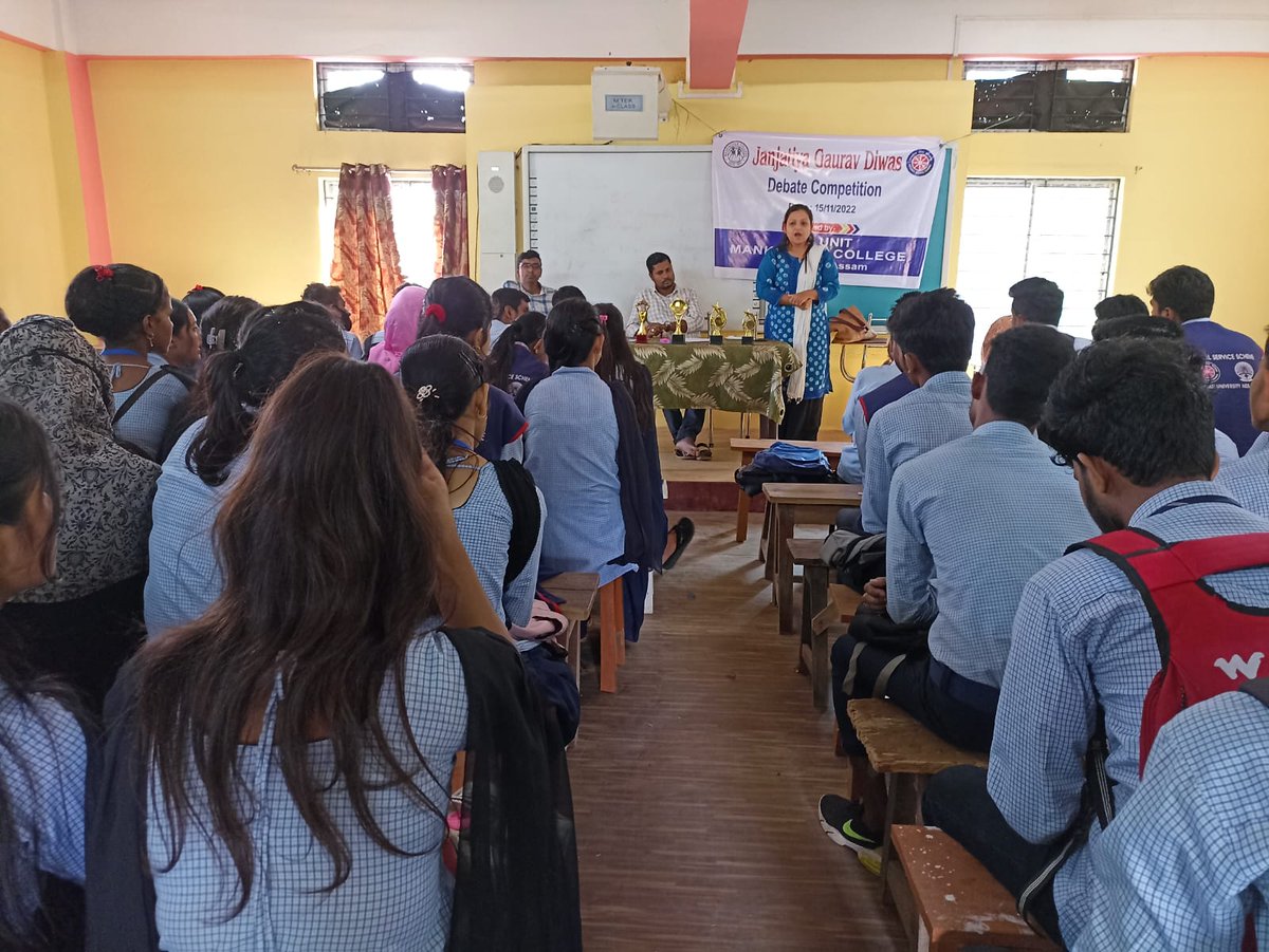 NSS Unit of Mankachar College organized a Debate competition on the occasion of 'Janjatiya Gaurav Diwas' today. #JanJatiyaGauravDivas2022 #JanjatiyaGauravDivas @nss_rdguwahati @_NSSIndia @YASMinistry @DIPAKKU93471047 @pankajsinghips @Nyksindia @himantabiswa