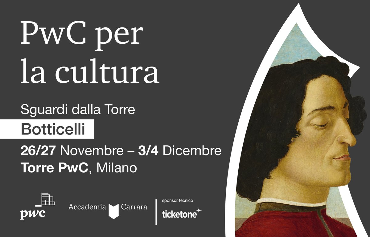 PwC_Italia's tweet photo. Continua la collaborazione con @La_Carrara. “Sguardi dalla Torre - Botticelli” vedrà la #TorrePwC aperta al pubblico per ammirare un'opera di Sandro Botticelli “Ritratto di Giuliano De’ Medici." Prenotate il biglietto https://t.co/cOHguCo9TC
_
#PwCItaly #insiemeperlacultura https://t.co/mEkghTUMZN
