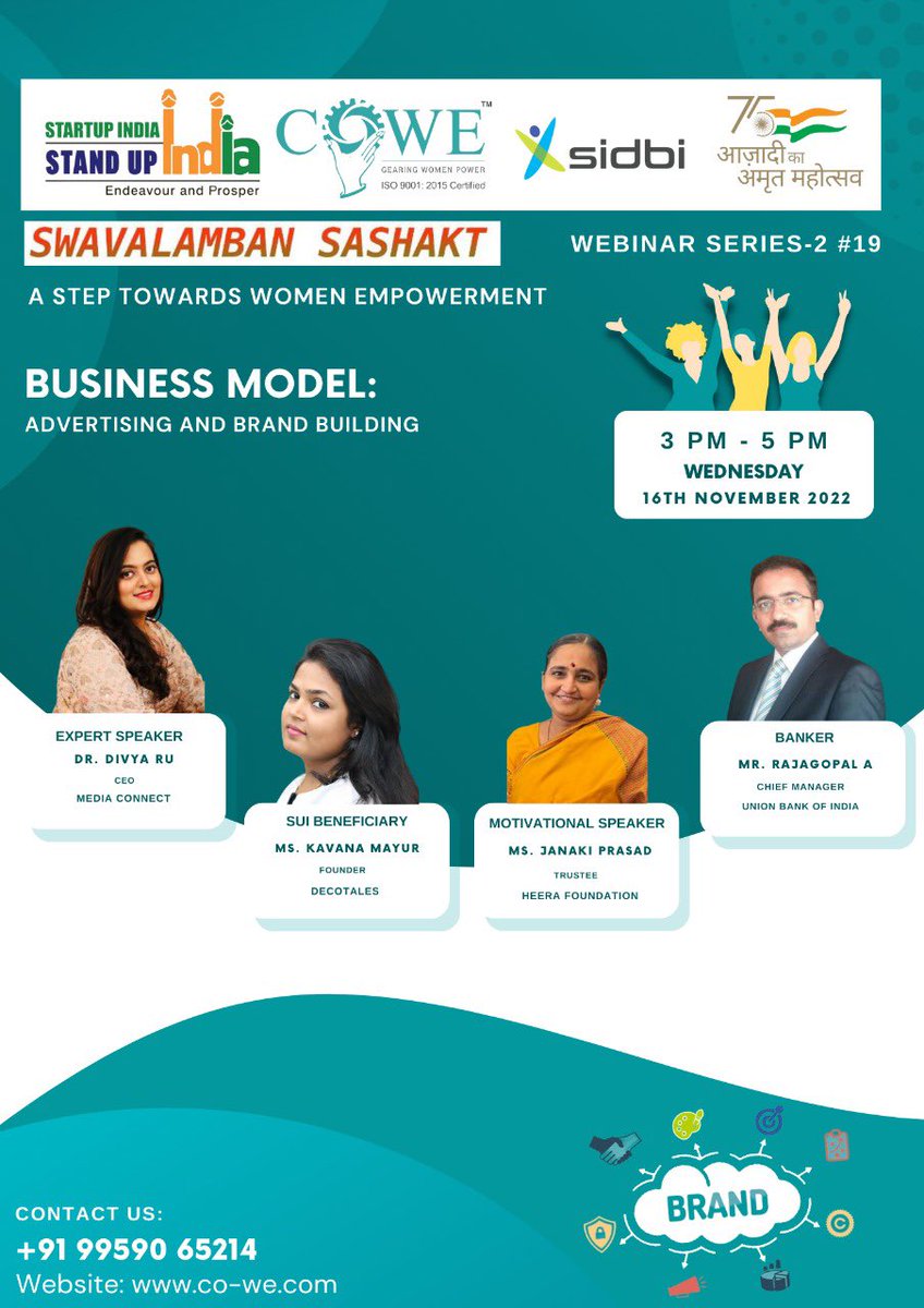 IndiaCowe's tweet photo. COWE India, in association with @sidbiofficial, has launched the ‘Swavalamban Sashakt Mega Campaign’ - 2, a series of 20 webinars, in the true spirit of "AZADI KA AMRIT MAHOTSAV" to increase the outreach of the @StandUp4India loan. @FMoINDIA @PMOIndia https://t.co/ZiARn4igoH