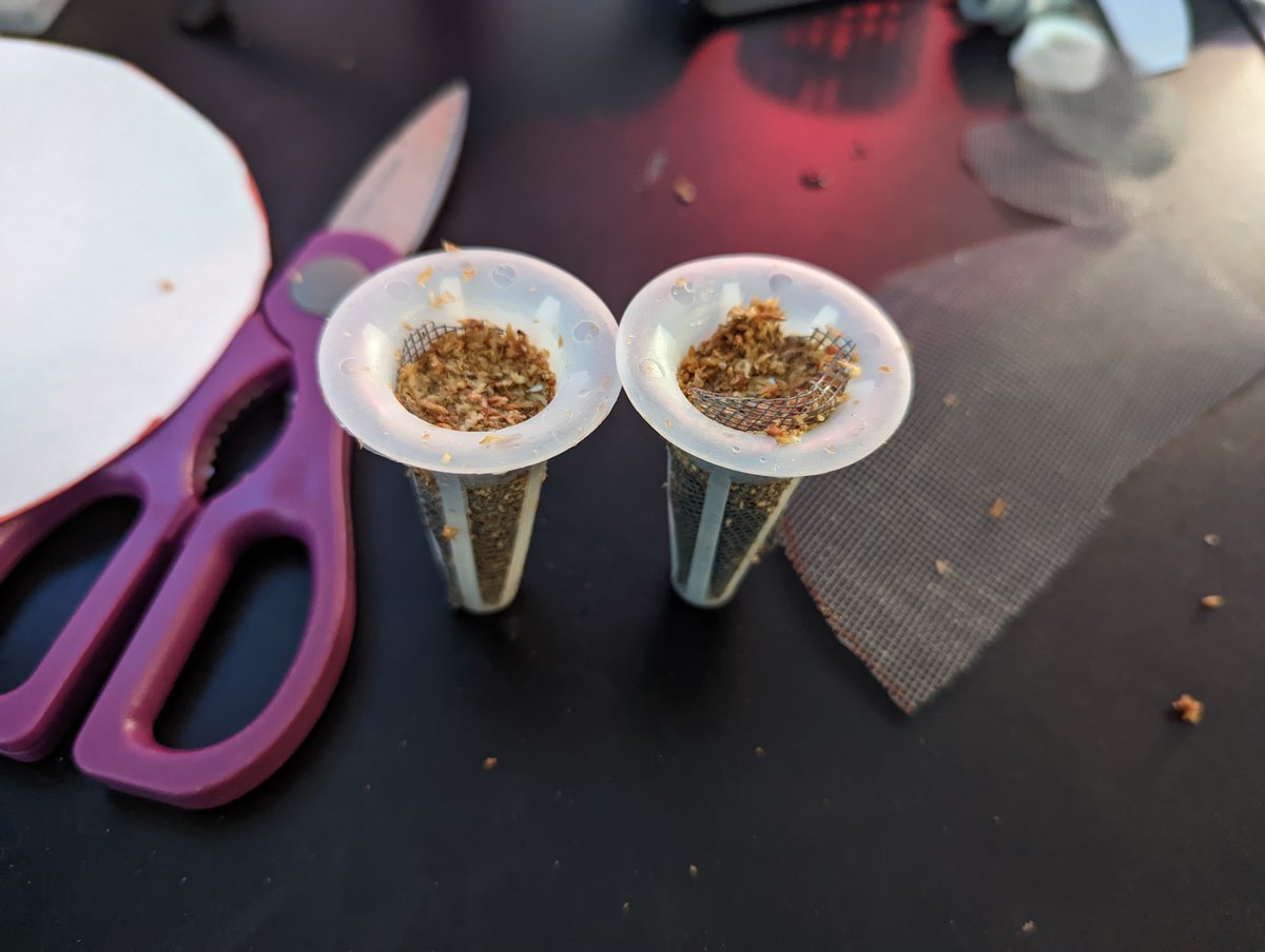 New seed pod attempt. This is ground sphagnum (not peat) moss and 10% paper. I'll see how well they hold up when it is dry tomorrow. I highly suspect I will need more paper.