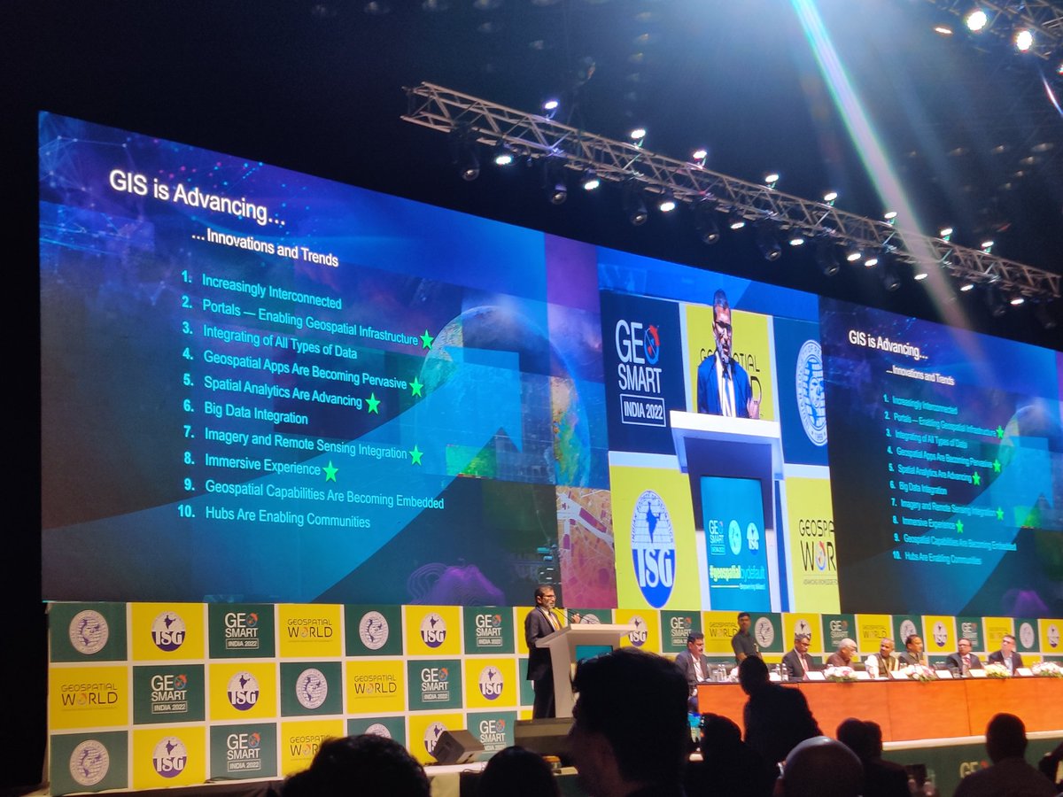 geospatialworld's tweet image. #GeoSmartIndia2022: @agendra, MD, @EsriIndia highlights the innovation and trends in GIS at the GeoSmart India 2022, opening ceremony with a detailed presentation. #geospatialbydefault