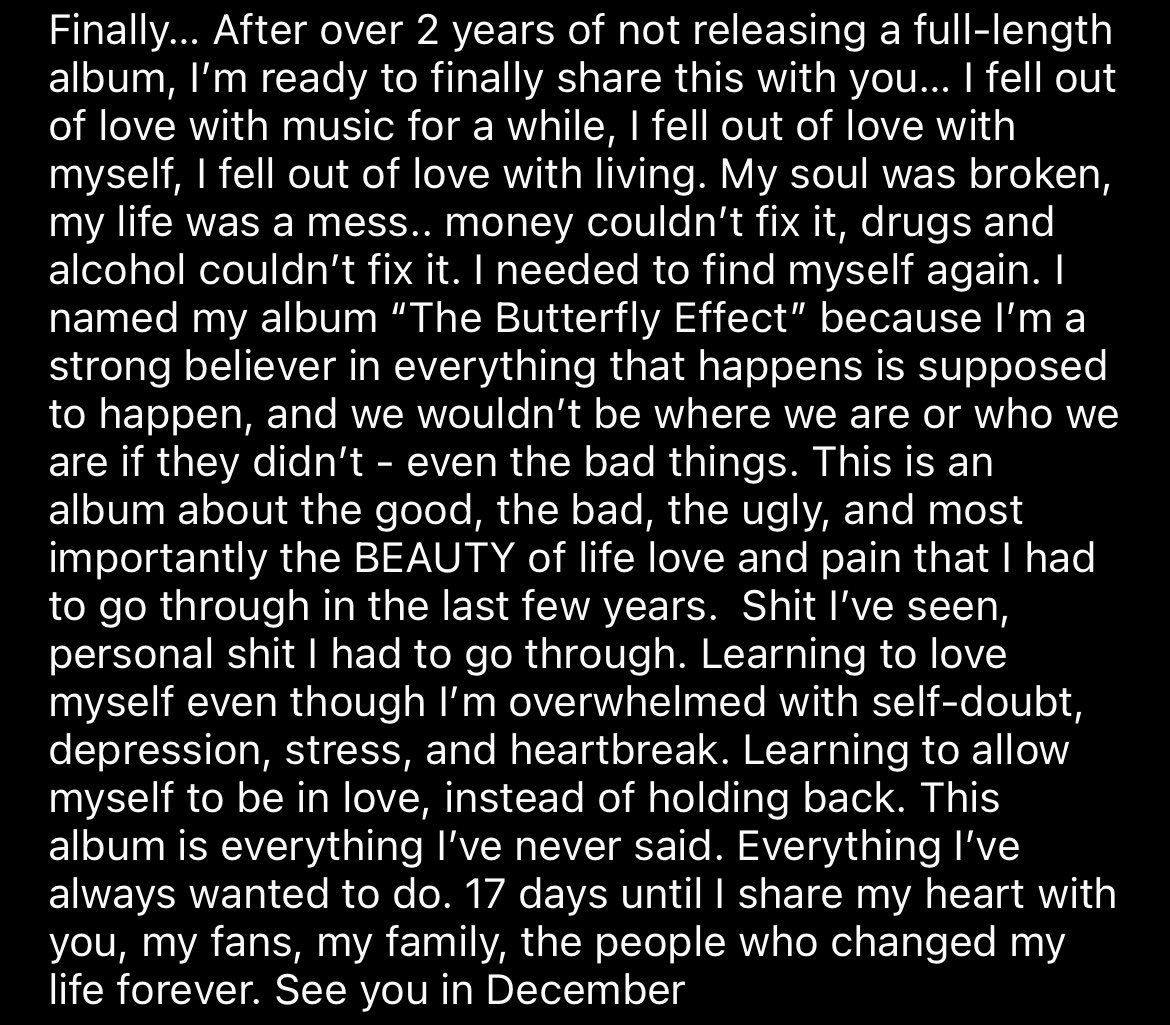 PHORAONE's tweet photo. New full length album

“The Butterfly Effect”

Out everywhere 12/1 9pm pst. https://t.co/dDtnlEcxSa