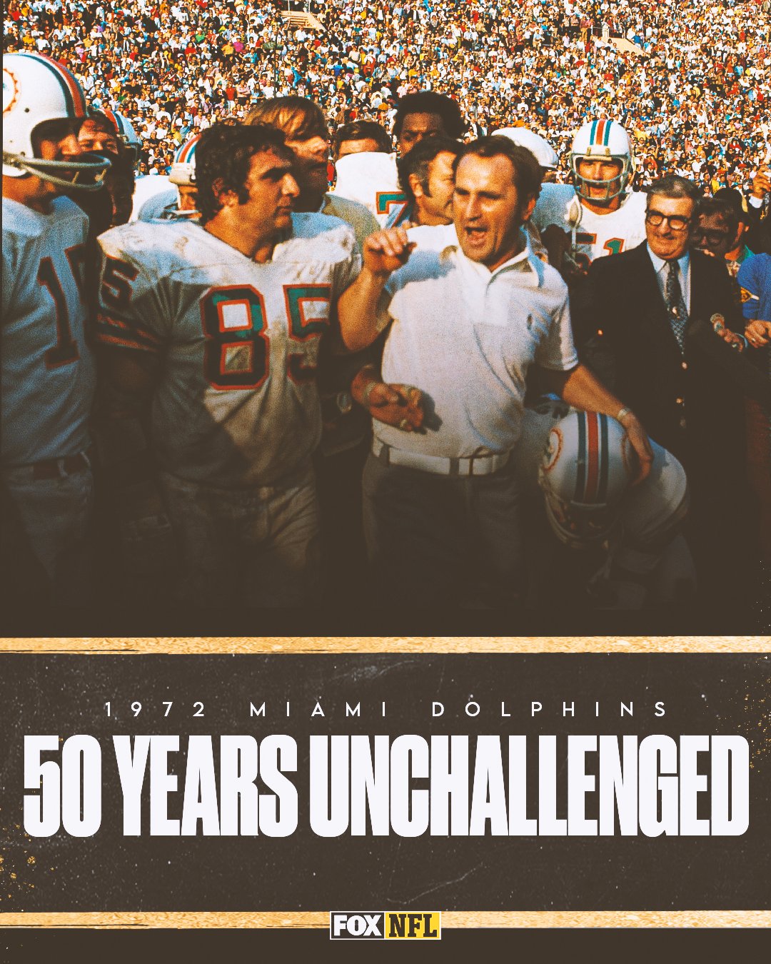 FOX Sports: NFL on X: 'In 1972, the @MiamiDolphins completed the first perfect  season in NFL history. 50 years later, and still no one has been able to  match the feat 