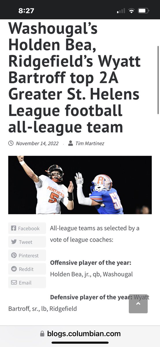 Holden Bea (@holdenbea5) on Twitter photo Excited to be named 2A GSHL OPOY! Shout out to the other Shoug boys that were named all league, well deserved!! And congratulations to head coach <a href="/davehajek1/">David A. Hajek</a> for receiving Coach of the Year!
<a href="/BrandonHuffman/">Brandon Huffman</a> <a href="/PrepRedzoneWA/">Prep Redzone Washington</a> <a href="/Washougal_FB/">Washougal Football</a> <a href="/AndrewNemec/">Andrew Nemec</a> Excited to be named 2A GSHL OPOY! Shout out to the other Shoug boys that were named all league, well deserved!! And congratulations to head coach <a href="/davehajek1/">David A. Hajek</a> for receiving Coach of the Year!
<a href="/BrandonHuffman/">Brandon Huffman</a> <a href="/PrepRedzoneWA/">Prep Redzone Washington</a> <a href="/Washougal_FB/">Washougal Football</a> <a href="/AndrewNemec/">Andrew Nemec</a>