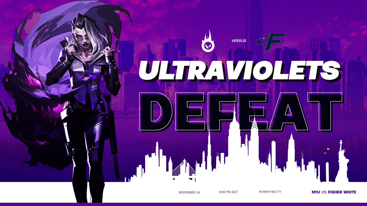NYUValorant's tweet photo. After some close matches, we fall 0-2 to Fisher White, ggs! This ends our season for this semester.

We may be out for now, but we’re not done yet. Ultraviolets will return stronger than ever in the future!🙌 https://t.co/wf0hSN9UqI