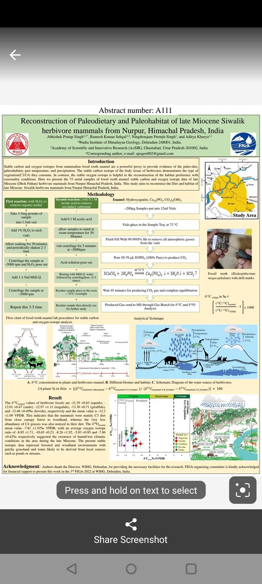 apsgeo002's tweet photo. #FIGA22 Poster presentation on paleodiet and paleohabitat of late Miocene #siwalik herbivore #Conference #wihg @AcSIR_India
https://t.co/1j1Ur1VMZP https://t.co/XII3SZ9o67