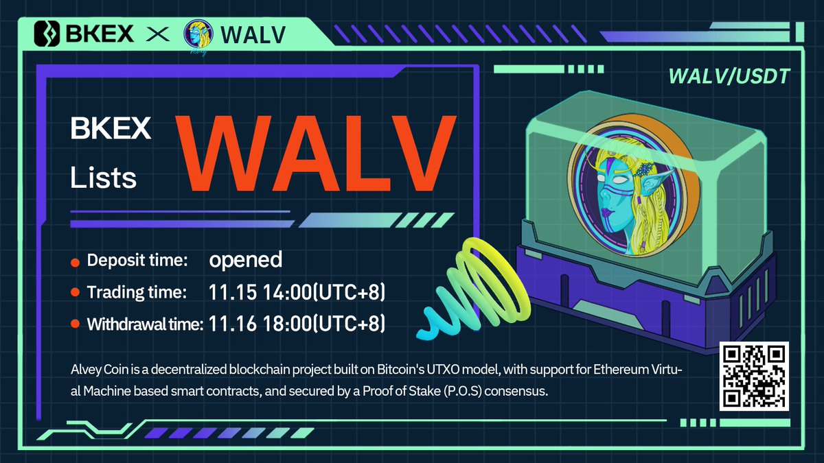 BKEXGlobal's tweet photo. #BKEX New Listing | @AlveyChain

🔶#BKEX will list #WALV/USDT🚀🚀 

🔸Token type: BEP20
🔸Deposit: Opened
🔸Trade: 14:00 on Nov. 15 (UTC+8)
🔸Withdraw: 18:00 on Nov. 16 (UTC+8)

🔶Details: https://t.co/3HtvOXlAHZ

@BKEXFutures #Bitcoin #cryptocurrency #BKEXNewListing https://t.co/TM1OoA2ZCx