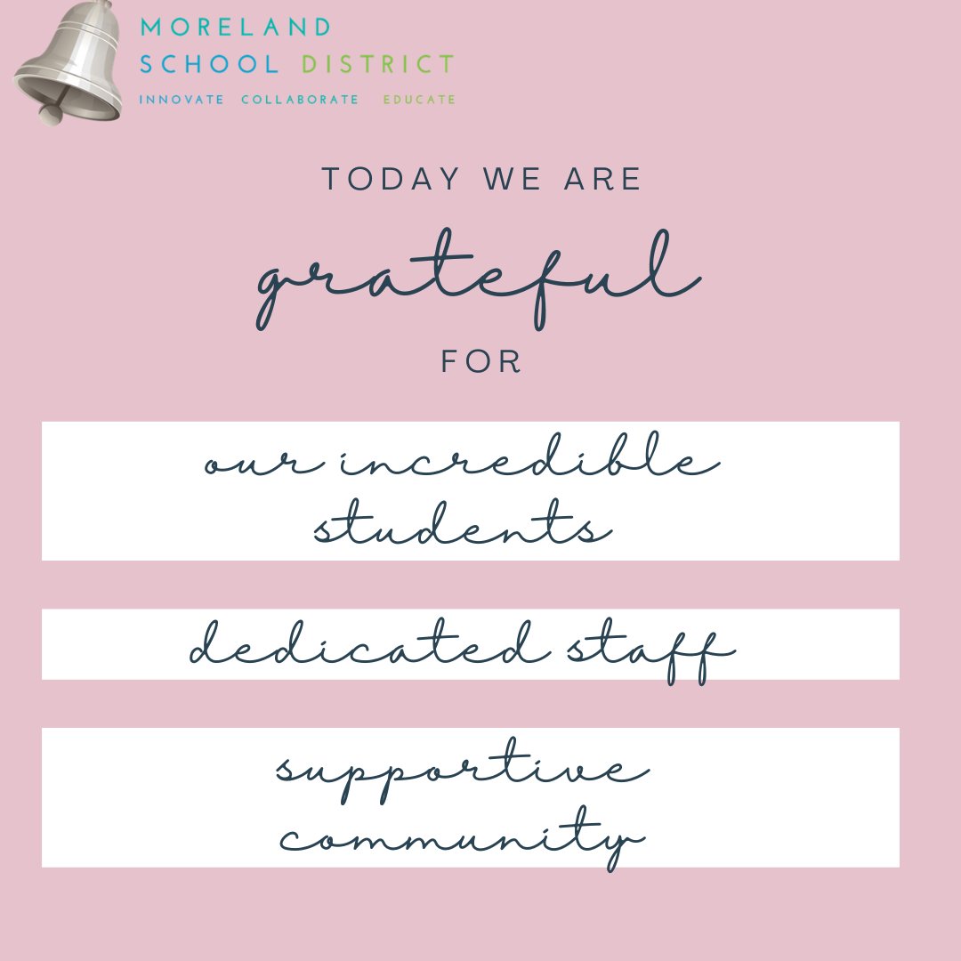 As we head into our last week before the Thanksgiving Break, we are feeling gratitude in our hearts. Today (&amp; every day), we are grateful for our incredible students, dedicated staff, and supportive community. 
👇Comment what you're grateful for!👇
#MorelandMoments #MindfulMonday