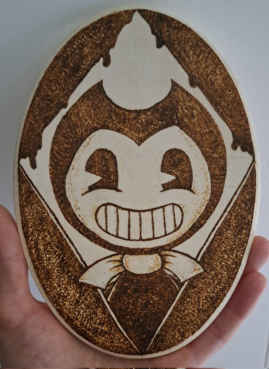 Woodburning fanart in anticipation for Bendy and the Dark Revival @Bendy @JoeyDrewsSTU #Bendy_and_the_Dark_Revival #BENDY #Bendy_and_the_ink_machine #fanart #woodburning