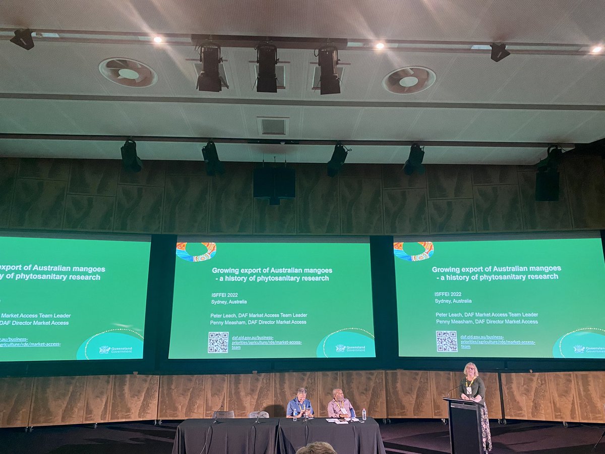 AlvinHee_MY's tweet photo. #11ISFFEI Dr Penny Measham @PennyMeasham giving the audience a history of phytosanitary research on growing exports of mango 🥭 Did you know that Australia’s horticulture production value is A$15 billion? Thanks Penny! @PreventFruitFly @planthealthaust @DAFQld https://t.co/SXqNI2QSVf
