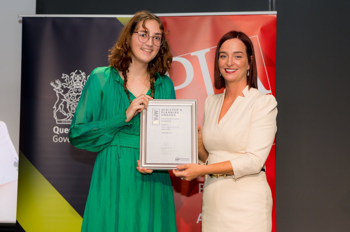 Congratulations to <a href="/Griffith_Uni/">Griffith University</a> Bachelor of Urban and Environmental Planning/Bachelor of Science student Georgia Quick for winning the Female Student in Planning award at 2022 Minister's Planning Awards!!