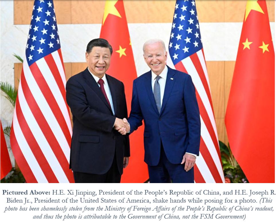 FSMPIO's tweet image. The Federated States of Micronesia Congratulates the United States of America &amp;amp; the People’s Republic of China for the Resumption of Climate Change Cooperation Talks; “Dialogue Essential for Peace,” President Panuelo Says: gov.fm/index.php/comp…