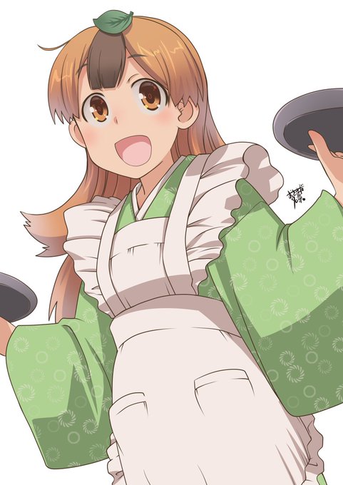 「うちの師匠はしっぽがない」から大黒亭まめだちゃん。

着物に合わせるとなると割烹着とか前掛けが出てきますが、意外とフリフリのエプロンもいいよね、とふと思って描いてみた。
問題としては、作品に全く関係ないということで… 