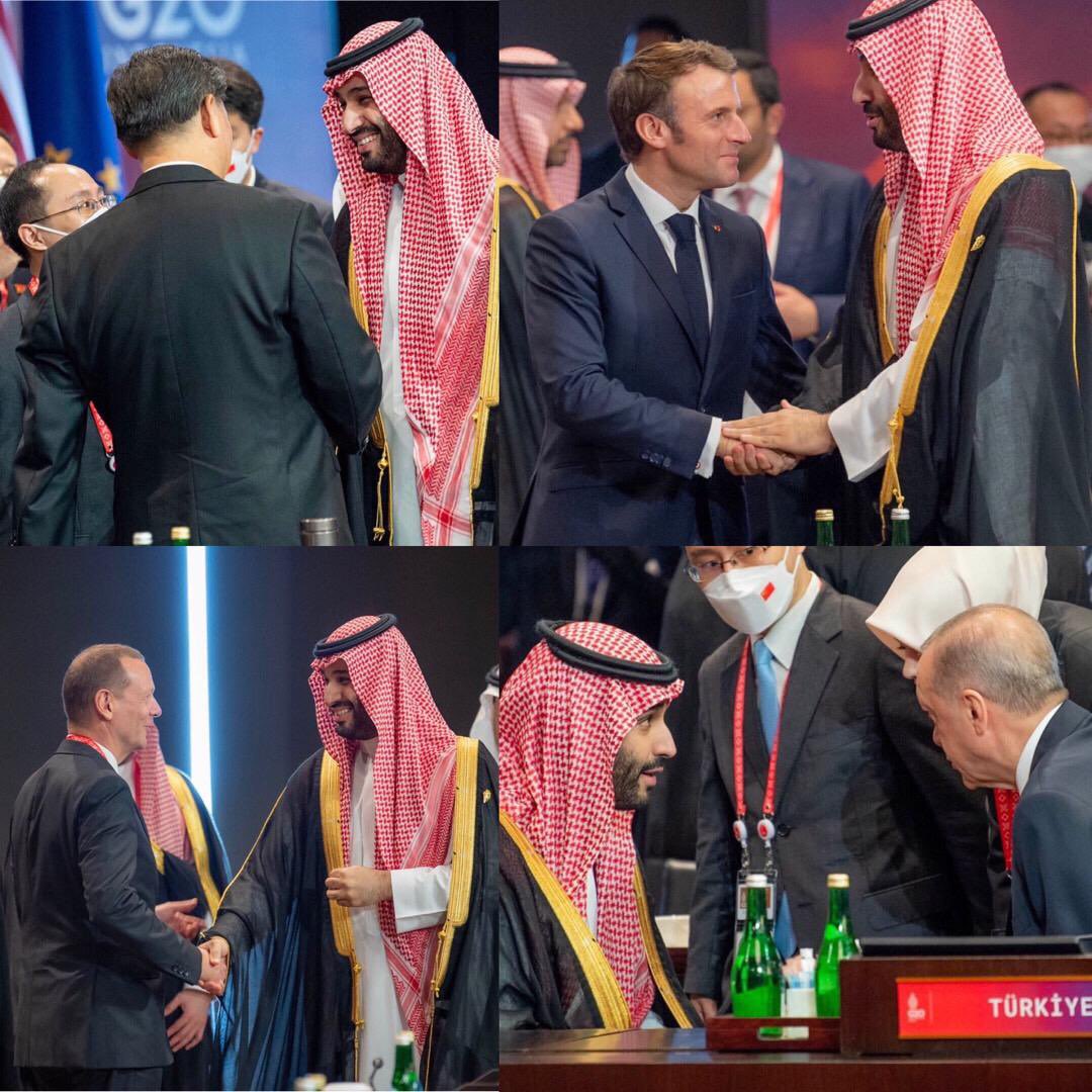 قادة الدول العظمى خلال لقاءهم بقائد الشرق الأوسط الجديد الأمير #محمد_بن_سلمان خلال انعقاد قمة العشرين صباح اليوم في إندونيسيا 🇸🇦🇫🇷🇨🇳 🇹🇷 

#محمد_بن_سلمان_في_قمه_بالي
#ولي_العهد_الامير_محمد_بن_سلمان