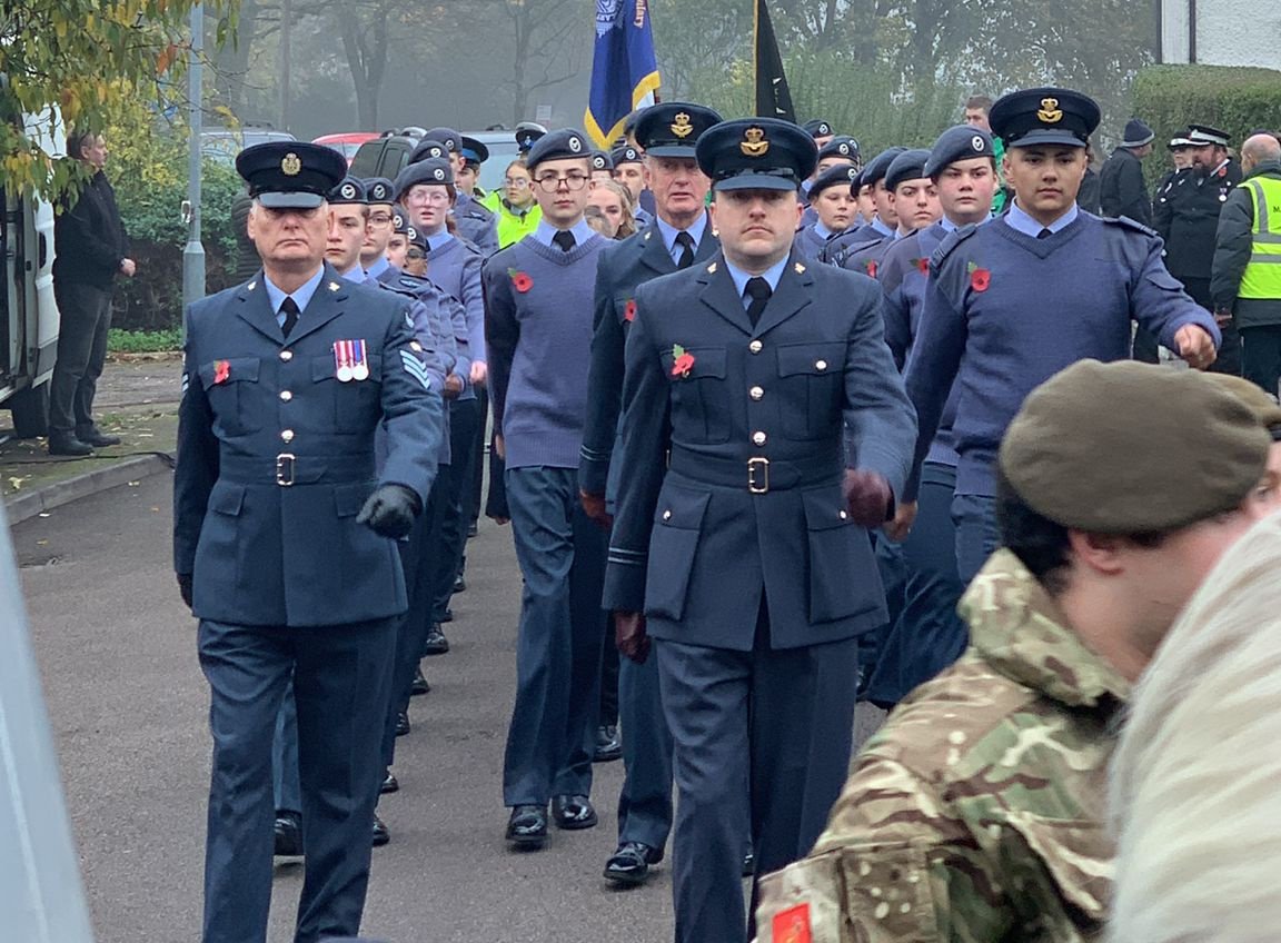 Truly proud to lead this fantastic squadron of <a href="/aircadets/">RAF Air Cadets</a> and staff. Deeply touching #RemembranceDay parade by all involved organised by <a href="/PoppyLegion/">Royal British Legion</a> in honour of those lost to conflict. #WhatWeDo @hbwaircadets