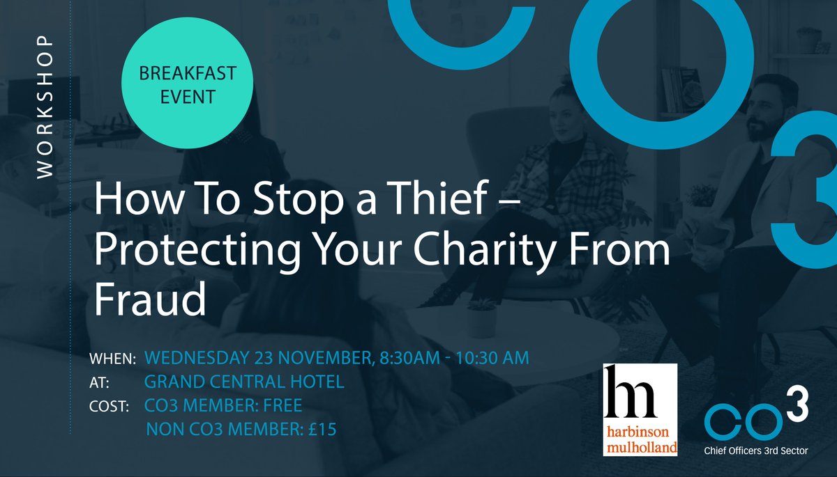 Just over 1 week until 'How to stop a thief' with <a href="/HarbinsonMul/">Harbinson Mulholland</a>.

You are welcome to join us for a light breakfast and fraud awareness training which could help protect your not-for-profit organisation.

Find out more and book: bit.ly/3hIetSS