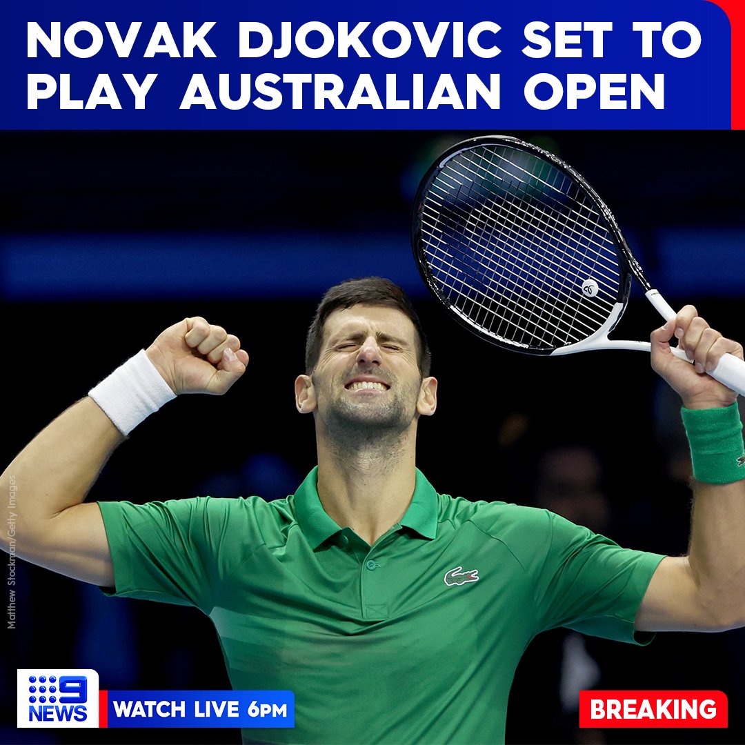 JUST IN: Novak Djokovic has been cleared to play at the 2023 Australian Open, with his three-year ban from the country set to be overturned. #9News