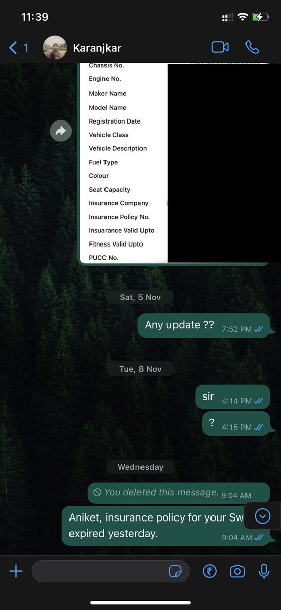 aniketlate's tweet photo. I want to renew insurance for my vehicle,but my MO officer,Mr.Karanjkar is not responding.I’ve been taking followup of Mr.Karanjkar since 15Oct,but till today he hasn’t renewed my insurance.I’ve escalated this issue to DM Mr.Gabale but Mr.Karanjkar does not respond to him either. https://t.co/AW98ATqmc9