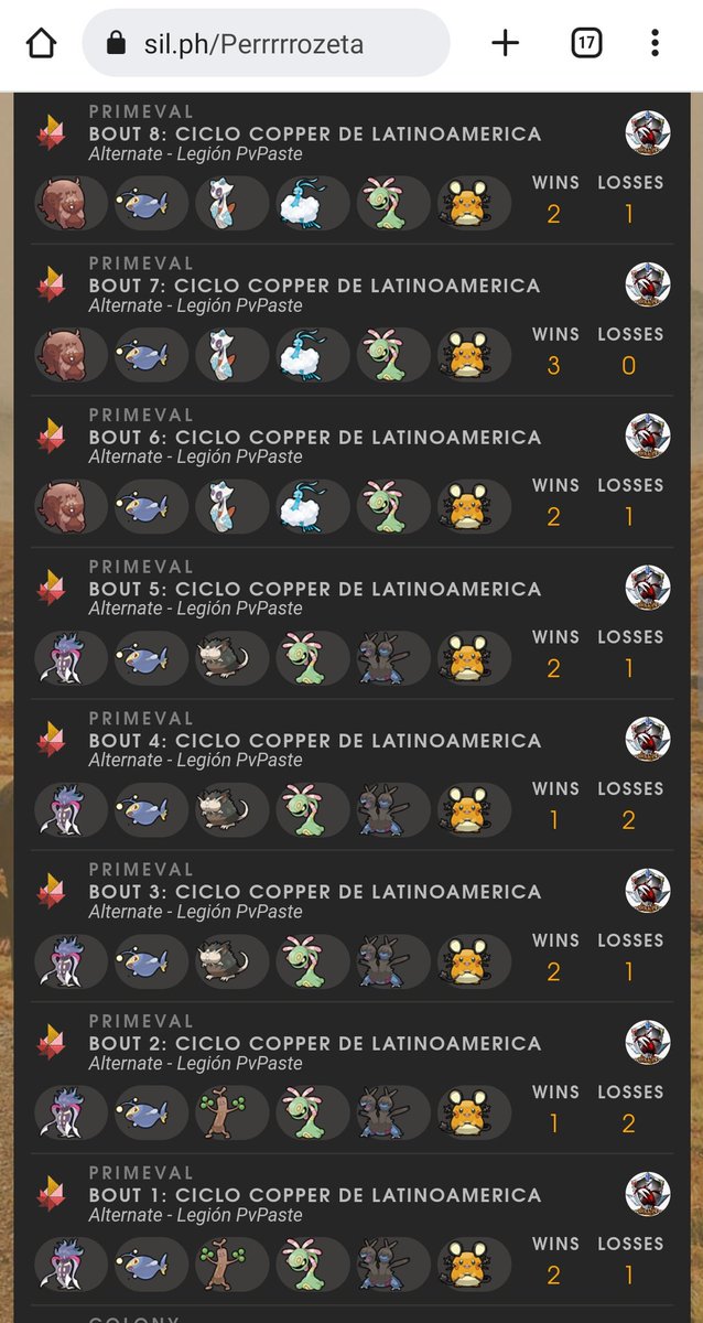PerrrrroZGaming's tweet photo. Así es como terminamos un ciclo más de #FACTIONS (6-2), muy contento con los resultados obtenidos en el equipo @pvpaste y contento de que ascendimos a una nueva liga, a seguir mejorando #silph #GG #PokemonGO https://t.co/9cBzn357EU