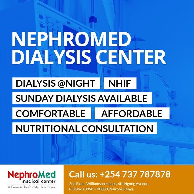 Nephromed Dialysis Center provides comprehensive services for complete diagnosis and long-term management of kidney diseases and hypertension.
Contact Best Nephrologist in Nairobi Kenya for Advice.
#DialysisCenter #dialysistreatment #NephromedKenya #dialysiscenternairobi #kidney