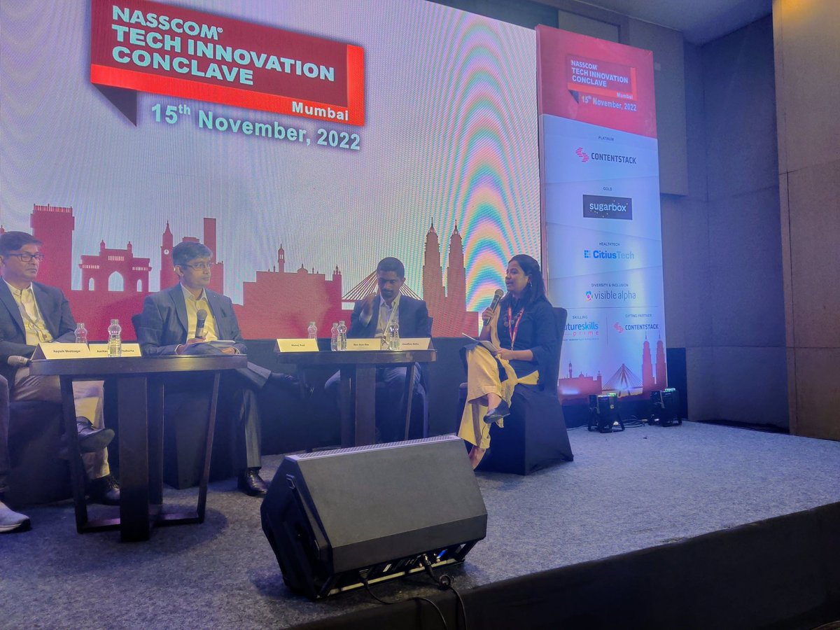 nasscom_member_'s tweet photo. "5G deployment is expected to revolutionize many industries. To name a few- logistics, manufacturing & agriculture will have great use-cases." @babu_vandhna @nasscom sharing insights on the opportunities of 5G at #NTICMumbai
#DecodeWithNASSCOM
@Equinix @reliancejio @LTI_Global https://t.co/kPZkk4WrAl