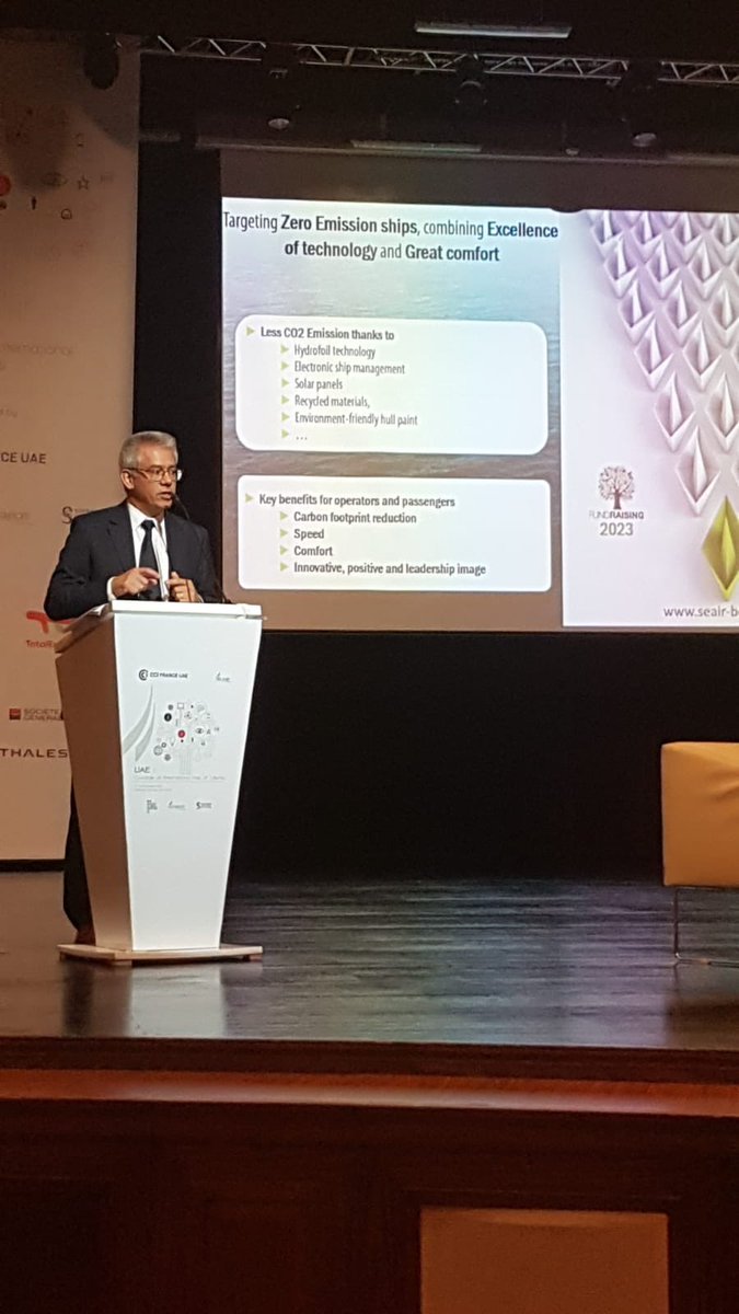 Very honored to have been invited by <a href="/LesEntretiens/">Les Entretiens</a> for #lesentretiensabudhabi2022 to present <a href="/SEAirFlyingBoat/">SEAir International</a> as an exemple of a #french #startup proposing major changes on #CarbonFootprint with new generation of #greenFerry equipped with #hydrofoils. BZH team with <a href="/JY_LeDrian/">Jean-Yves Le Drian</a>.