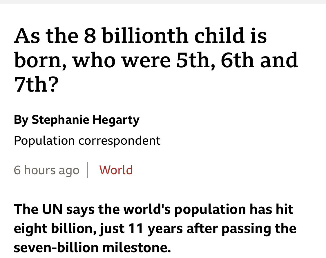 Missjf_'s tweet photo. The world population has hit 8billion today according to The UN’s best estimates😳 https://t.co/zwbLHyKT1d