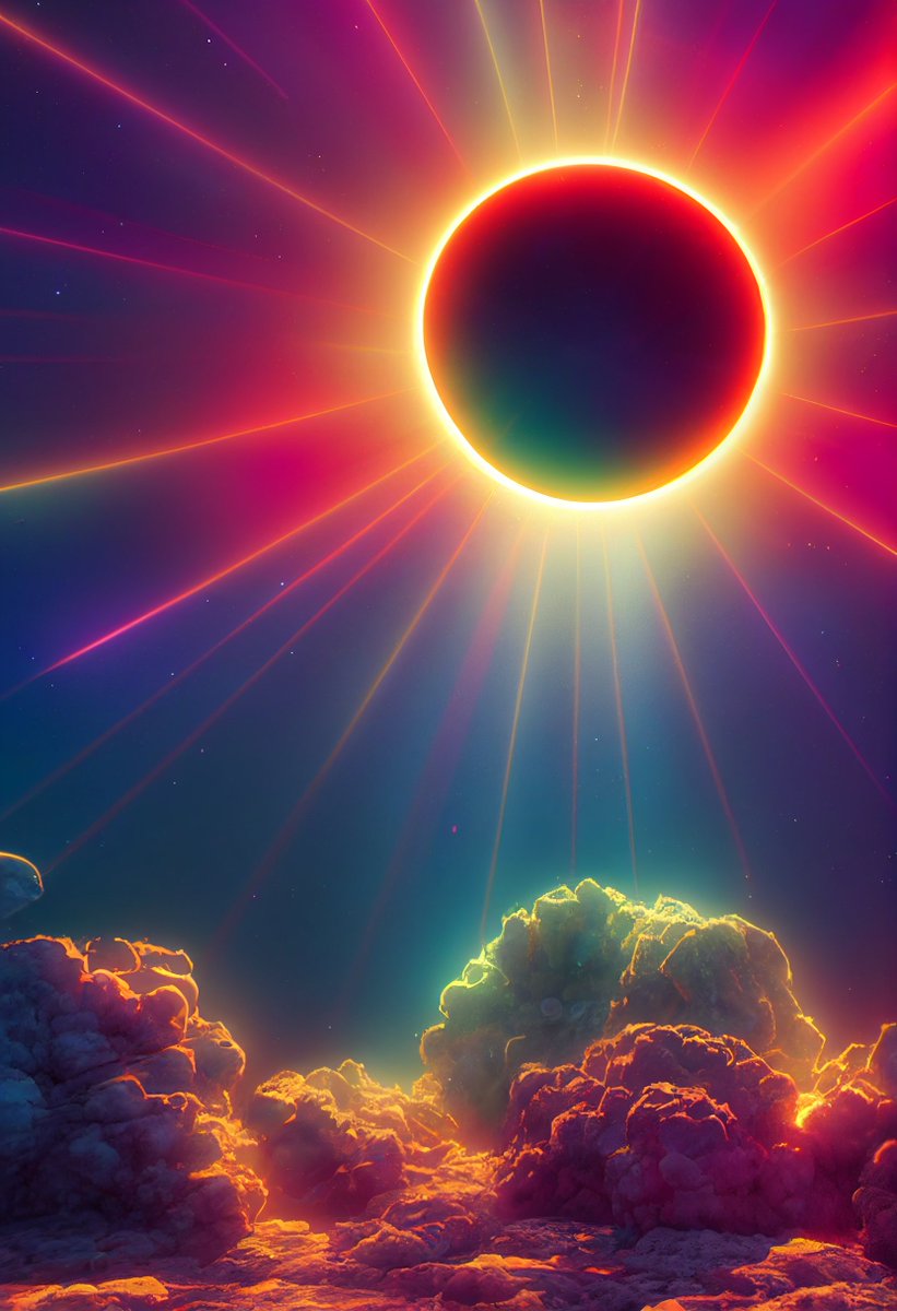 ArtisticPm's tweet photo. Solar eclipse with rainbow colors
#Sun #SolarEclipse #Explosion #Rainbow #Clouds #Scenery #Flamboyant #ExtremeColor #ExtremeDetail #Cloudy #Cloud #Rays #Ray #Sunbeam #Event #Astronomy #sonnenfinsternis #regenbogen #sonne #strahlen #ki #ai #midjourney #aiart #kikunst #extreme https://t.co/p8eIuWYIvn