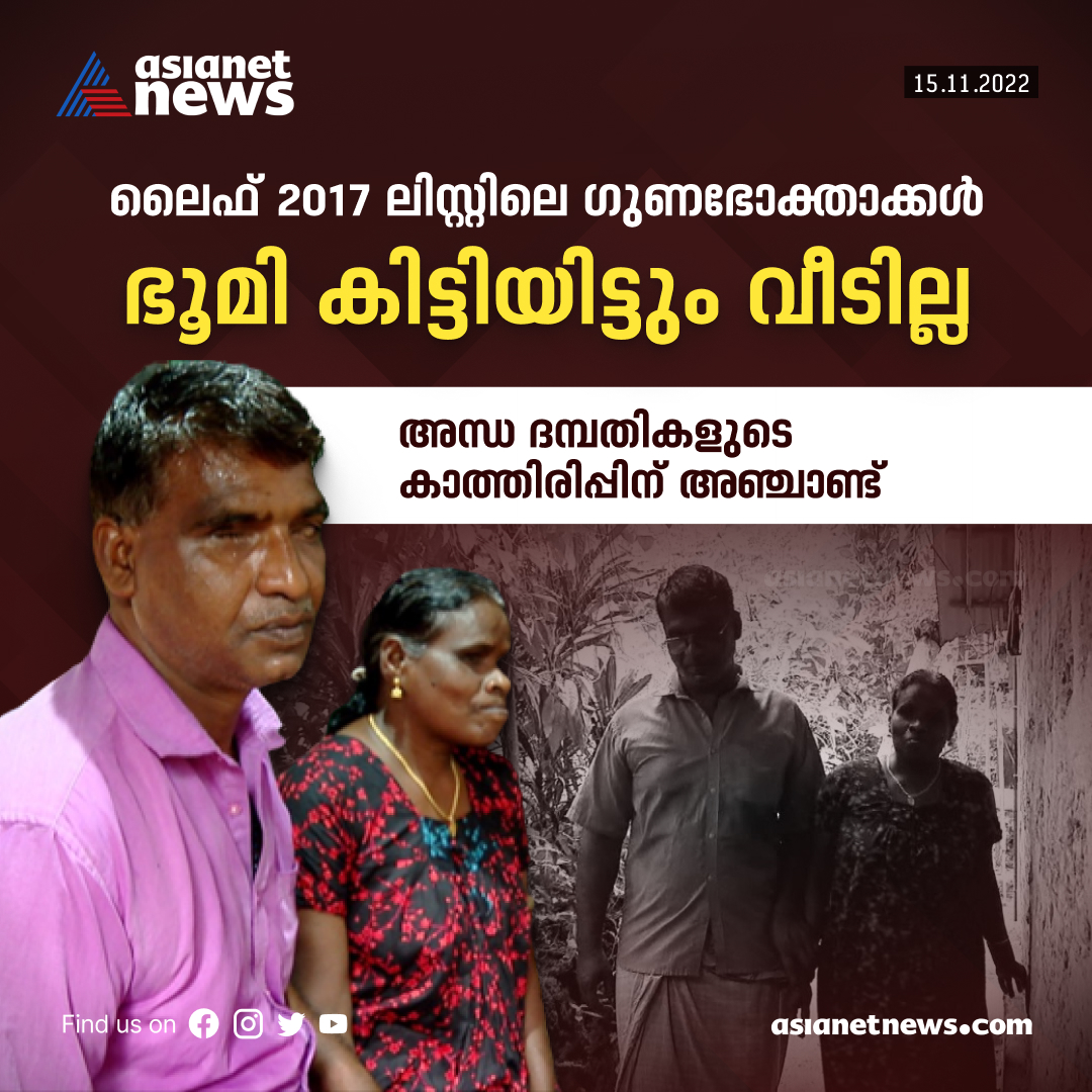 AsianetNewsML's tweet photo. സ��ക്കാരിന്റെ അതീവ ദരിദ്രരുടെ പട്ടികയിൽ; 'ലൈഫി'ൽ വീടിനായി', അന്ധ ദമ്പതികളുടെ കാത്തിരിപ്പിന് അഞ്ചാണ്ട്
Read More >>> https://t.co/O7Y5YbXrt1
#LifeMission #HousingScheme #BlindCouple #Homeless https://t.co/VCUYBt6h4v