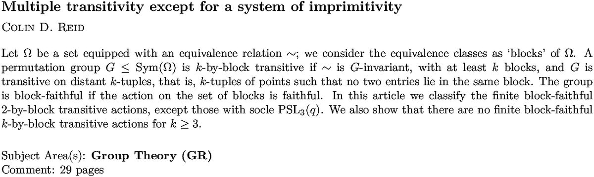 arxiv.org/abs/2211.06848…
C D Reid
Multiple transitivity except for a system of imprimitivity