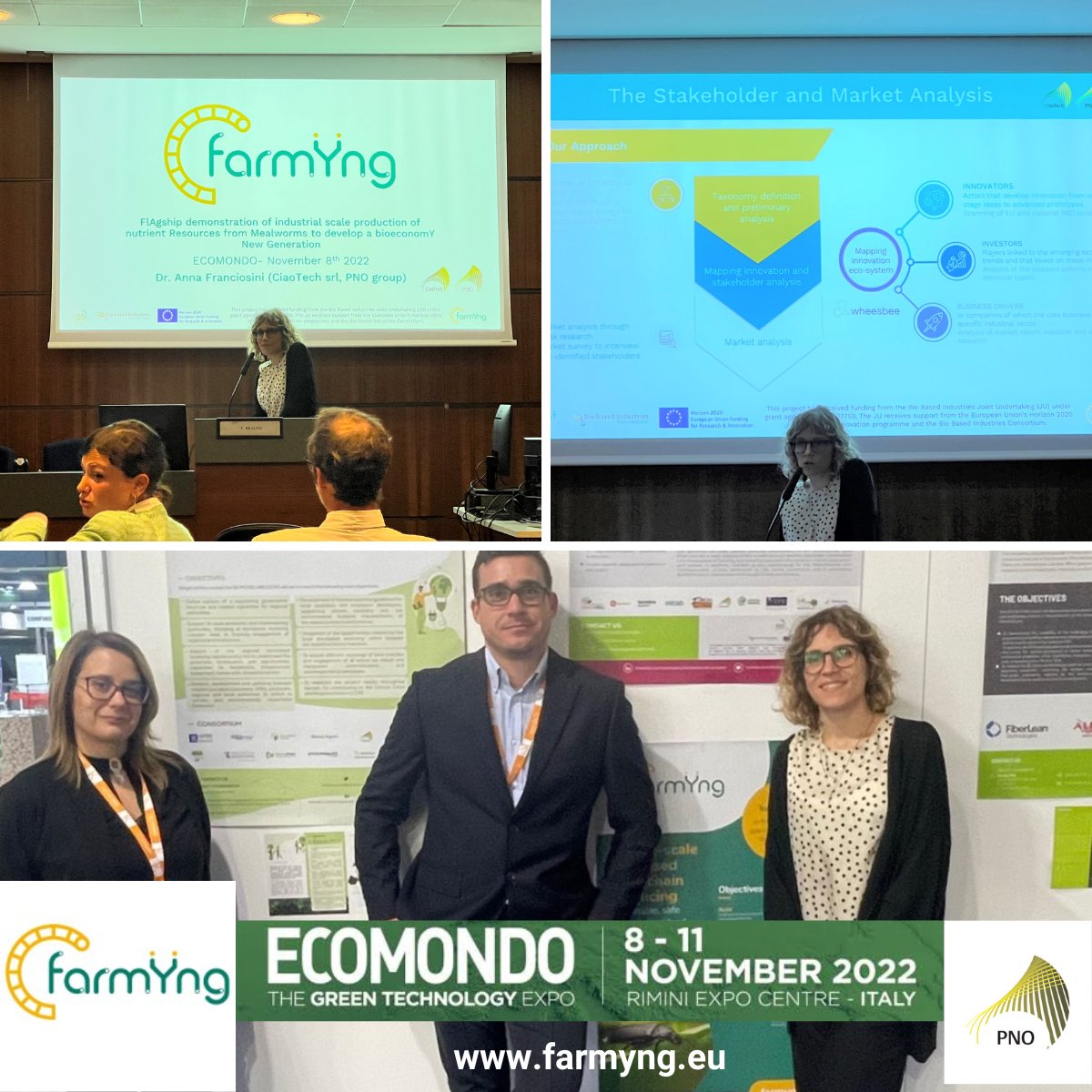 FARMYNG_EU's tweet photo. #ECOMONDO2022 was a great success!
FARMŸNG’s aims and achievements were presented in the frame of the session “Waste as Resources: innovative technologies for recycling and recovery“, scheduled on Tuesday, 8th November.
#ynfarm #insect #stakeholderanalysis https://t.co/mmeVo1KC36
