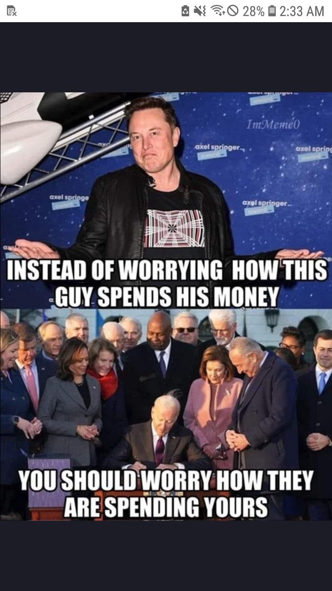 PoliticalFire76's tweet photo. Complaining about how @elonmusk spends HIS MONEY while voting for a party that squanders YOURS....
Perfect example of the hypocritical & ignorant left.
#StopDemocrats #FightBack https://t.co/HJOYSFdMcs