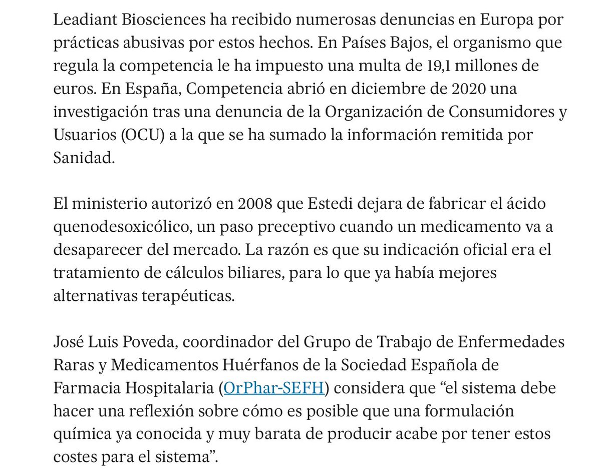 NoInvisibles's tweet photo. #CNMC multa #Leadiant por vender, mil veces mas caro q el coste, abusando de su posición de dominio con el ácido quenodesoxicólico #CDCA, un med. huérfano #MMHH para el tto. de la enf. ultra rara, xantomatosis cerebrotendinosa #XCT #EERR
En @diariofarma👇
https://t.co/kqzcwejE9V https://t.co/sEiOQM7pXz