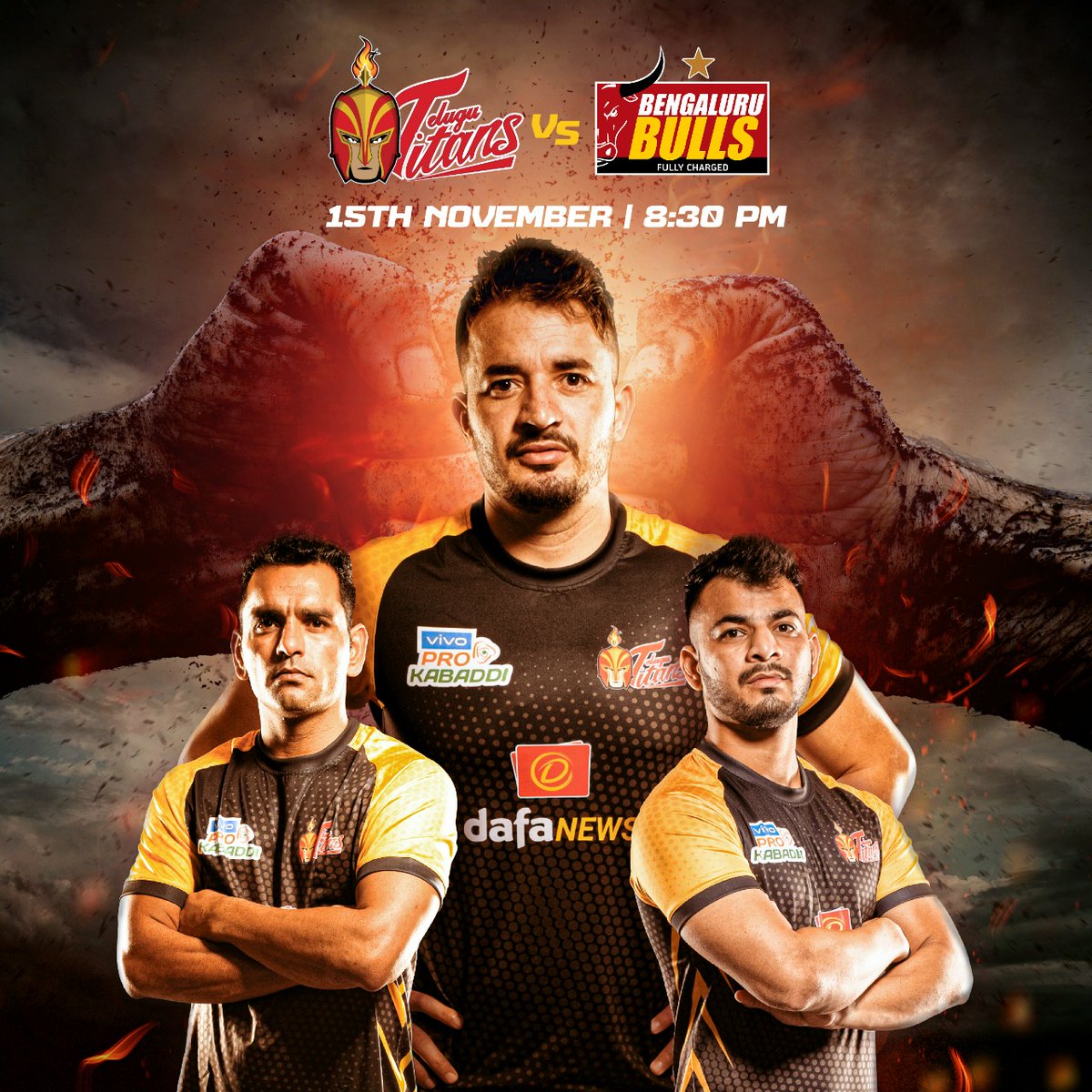 Telugu_Titans's tweet photo. Telugu Titans vs Bengaluru Bulls.
#vivoProkabaddi #TeluguTitans #IdiAataKaaduVetaa #TitanSquad #WeRiseAgain #TTvsBLR #Kabaddi #KabaddiIndia https://t.co/yP6EKWin1s