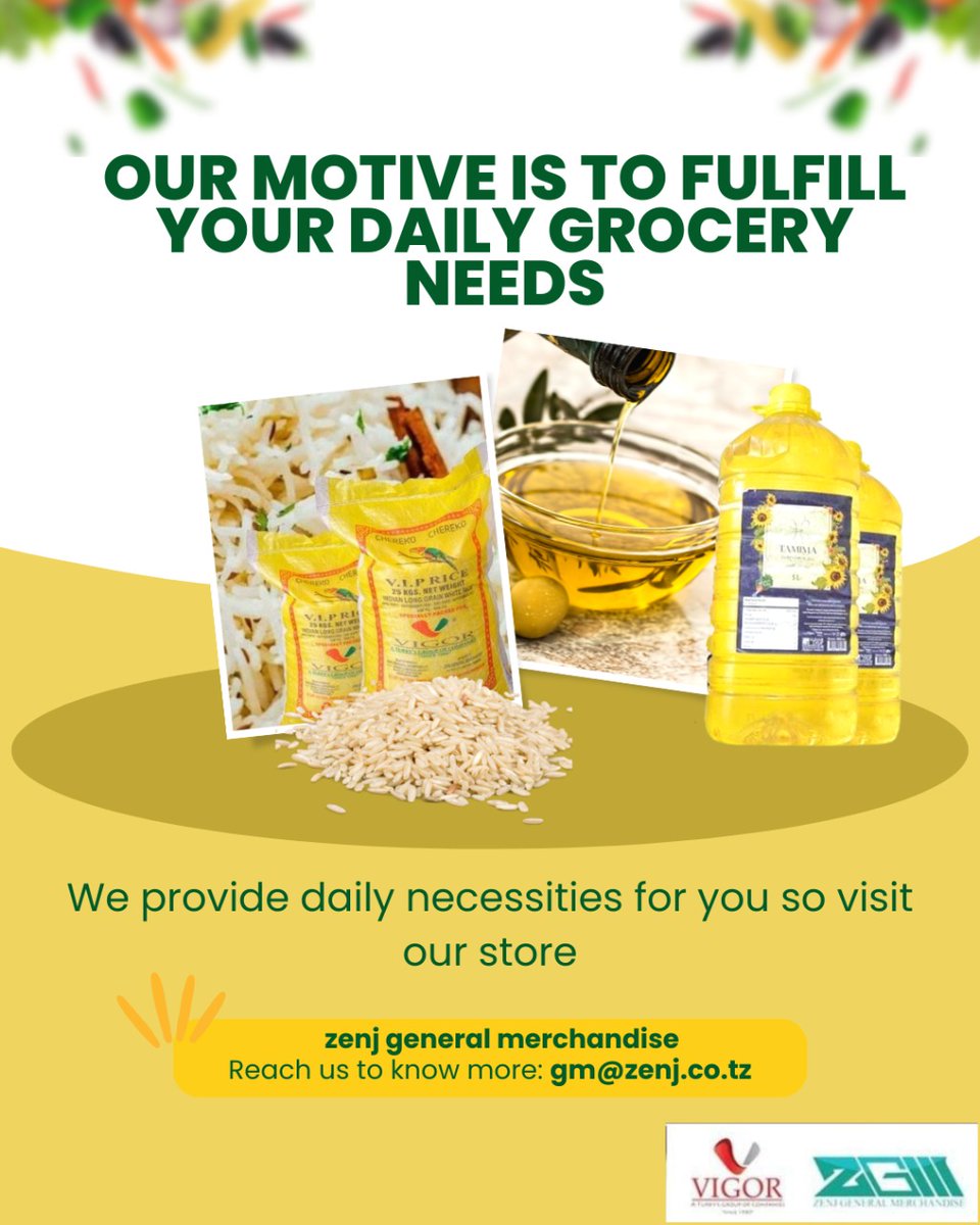 ZenjGeneral's tweet image. Serving your daily requirements so that your routine is not hampered.
Come see us and get the fresh essentials you need to start your day.
Zenj General Merchandise Meets daily needs of Zanzibaris
Reach us To Know More: gm@zenj.co.tz
Call:+255 629 111 333
.
.
.
#zanzibar #tanzania