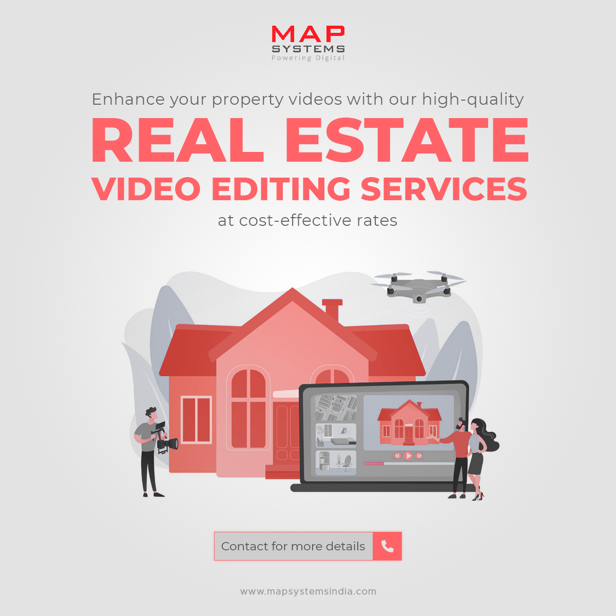 MapSystemsIndia's tweet image. Get high quality and enhanced videos from MAPSystems for real estate promotions, at affordable pricing.

Contact for more details!

#mapsystems #realestatevideoediting  #videoeditingservices #videoediting   #videoenhancement #videoediting #editingservices