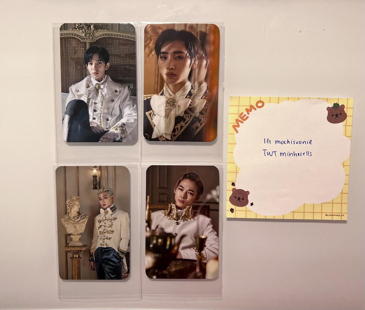 wts enhypen mecima photocard

selling #ENHYPEN border carnival official mcm benefit pcs (on hand)

$14 ea
Buy all 4: $52 ($13 ea)

no holds

+stamped $1 USA/$2 WW
OR tracked $5 USA

DM to buy

sell heeseung sunghoon sunoo ni-ki lfb 엔하이픈 선우 희승 니키 성훈 enha b:c mecima pc