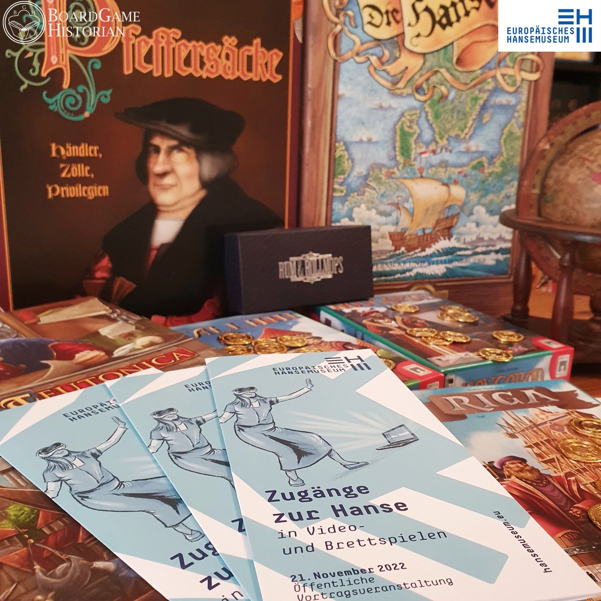 Am 22.11. geht es im <a href="/hansemuseum_eu/">Europäisches Hansemuseum</a> um "Zugänge zur #Hanse in Video- und Brettspielen" Lukas darf dabei Einblicke in die Welt der #Brettspiele geben. Dabei befindet er sich in Gesellschaft von Größen wie <a href="/spielvertiefung/">Jörg Luibl</a> u. <a href="/hekabeohnename/">Aurelia Brandenburg</a>. Danke an <a href="/angelalinghuang/">Angela Huang</a>. Mehr!⬇️