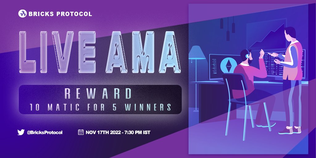BricksProtocol's tweet image. Bricks Protocol's first Trading Competition has over 400+ active live participants!🔥

Join our AMA on the 17th with the top traders, and maybe win some $MATIC too!🤑

📆- 17th November
🕢- 7:30pm IST / 2pm UTC

#TwitterSpaces #Spaces #BricksProtocol