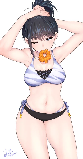 #くそ寒いので水着絵を貼る日が落ちると一気に冷えますな 