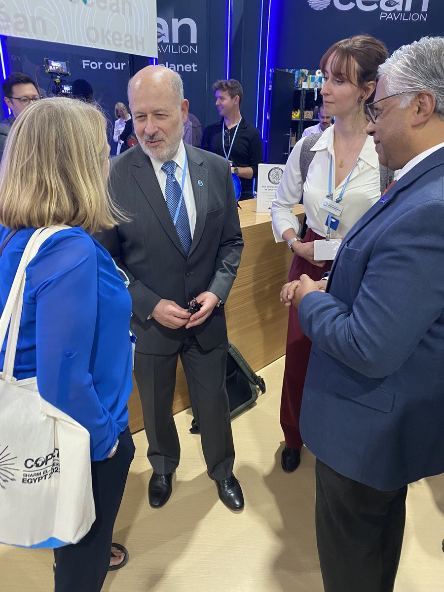 @PlymouthMarine @carol_turley meeting with Rick Spinrad, Administrator National Oceanic & Atmospheric Administration & Under Secretary of Commerce for Oceans and Atmosphere in the #USA @NOAA #oceanpavilion #ForOurBluePlanet #COP27 #PMLatCOP27