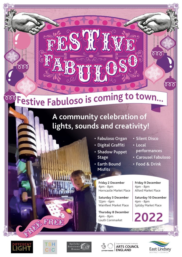 DifferentL's tweet image. Excited to be getting closer &amp;amp; closer to this year’s #FestiveFabuloso …. Commissioned by @EastLindseyDC &amp;amp; funded by @ace_national working with partners @lumoworkshop1 @misfitsRus &amp;amp; others, it’s a community celebration of lights, sounds &amp;amp; creativity!