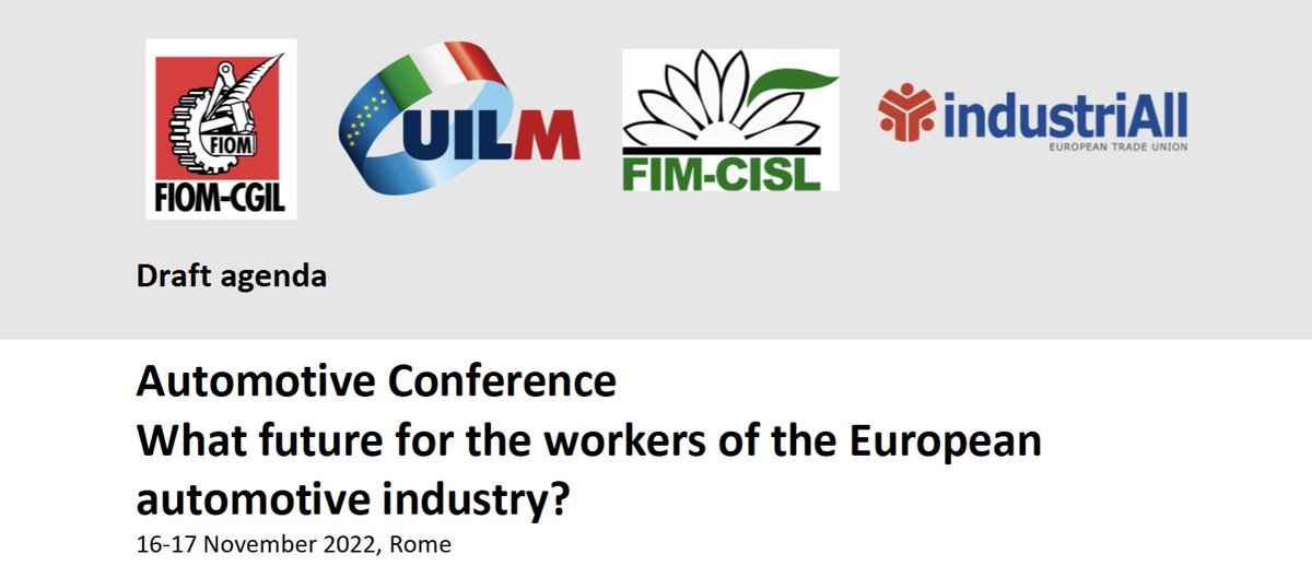 Mercoledì 17 e giovedì 18 la sala Auditorium del Centro Congressi Frentani, Roma, ospiterà l'iniziativa  "Automotive Conference What future for the workers of the European automotive industry?" organizzata da FIOM - FIM - UILM. 

#congresso #fim #FIOM

congressifrentani.it/portal/fiom-fi…